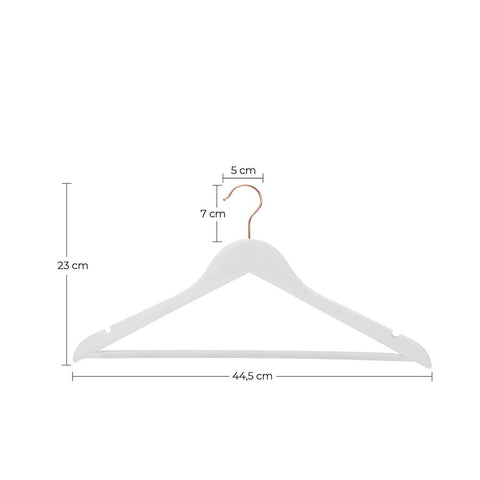 Rootz Hangers - Clothes Hangers - Set Of 20 Hangers - Coat Hangers - Garment Hangers - Clothing Hangers - Wood Hangers - White - 44.5 x 1.2 x 23 cm