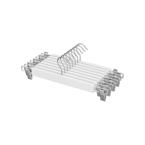 Rootz Trouser Hangers - Set Of 8 Trouser Hangers - Hanger - Clothes Hangers - Coat Hangers - With Clips - White - 34 x 1.2 x 12.5 cm
