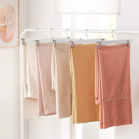 Rootz Trouser Hangers - Set Of 8 Trouser Hangers - Hanger - Clothes Hangers - Coat Hangers - With Clips - White - 34 x 1.2 x 12.5 cm