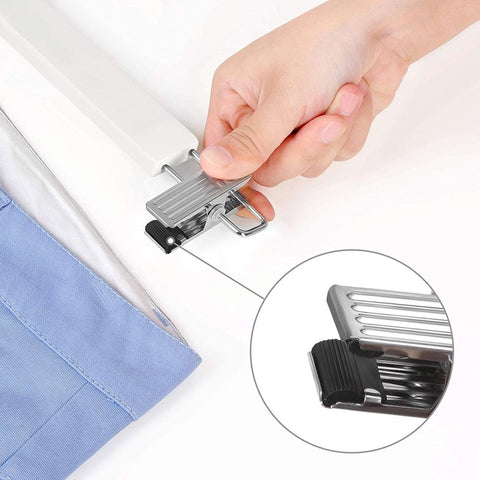 Rootz Trouser Hangers - Set Of 8 Trouser Hangers - Hanger - Clothes Hangers - Coat Hangers - With Clips - White - 34 x 1.2 x 12.5 cm