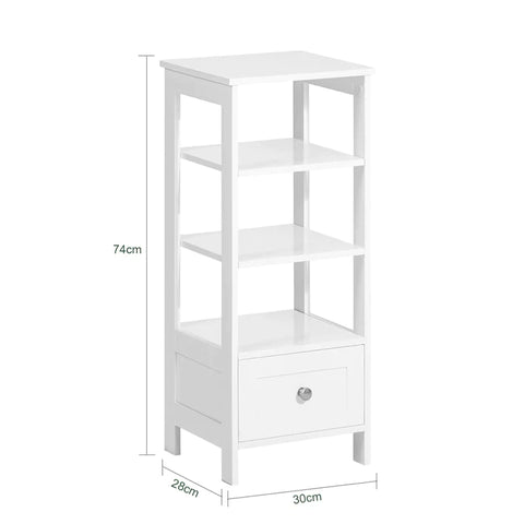 Rootz Side Table-End Table-Telephone Table-Lamp Table Sofa Table-Bedside Table with 3 Shelves and 1 Drawer