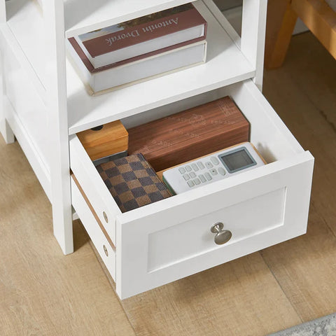 Rootz Side Table-End Table-Telephone Table-Lamp Table Sofa Table-Bedside Table with 3 Shelves and 1 Drawer