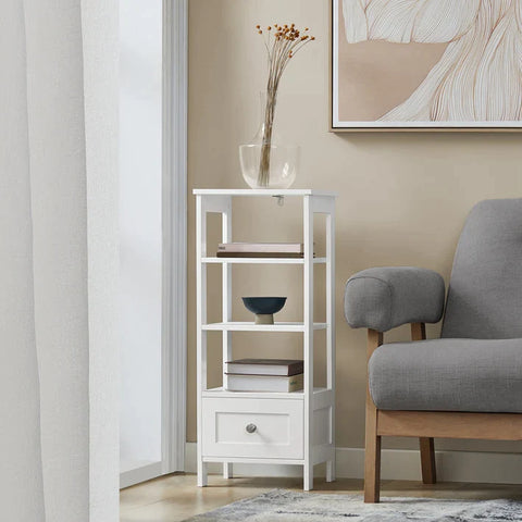 Rootz Side Table-End Table-Telephone Table-Lamp Table Sofa Table-Bedside Table with 3 Shelves and 1 Drawer