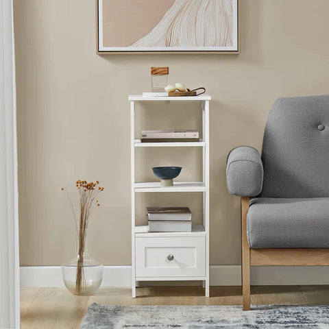 Rootz Side Table-End Table-Telephone Table-Lamp Table Sofa Table-Bedside Table with 3 Shelves and 1 Drawer