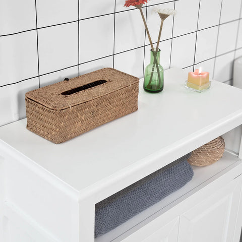 Rootz White Bathroom Storage - Cabinet Storage Cupboard Bathroom Shelf - W69 x D33 x H80cm