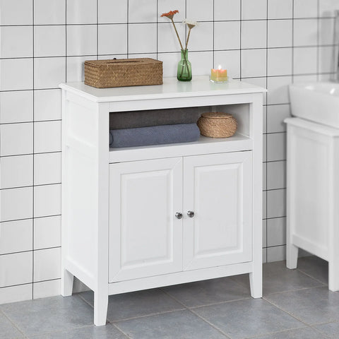 Rootz White Bathroom Storage - Cabinet Storage Cupboard Bathroom Shelf - W69 x D33 x H80cm