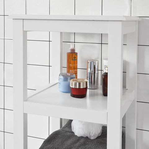 Rootz White Floor Standing - Tall Bathroom Storage Cabinet with 3 Shelves and 1 Cabinet