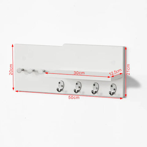Rootz Wall Coat Rack with 7 Hangers and Storage Shelf - Wall Hook Hanger