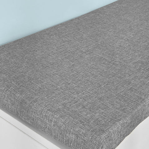 Rootz White Shoe Storage Cabinet Shoe Rack Shoe Bench with Lift Up Bench Top and Grey Cushion