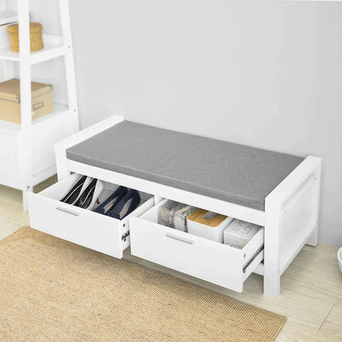Rootz 2 Drawers Shoe Bench - Shoe Rack - Shoe Cabinet - Hallway Storage Bench with Seat Cushion