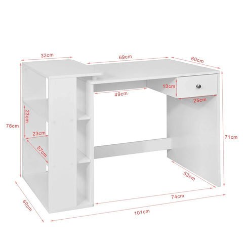 Rootz- Home Office Table Desk- Computer Desk Computer Workstation with Storage Shelves
