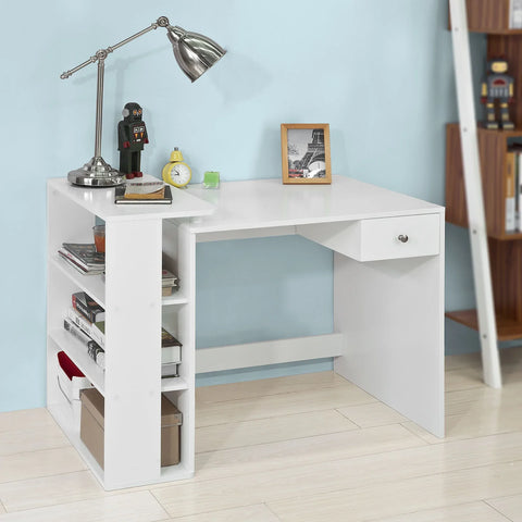 Rootz- Home Office Table Desk- Computer Desk Computer Workstation with Storage Shelves