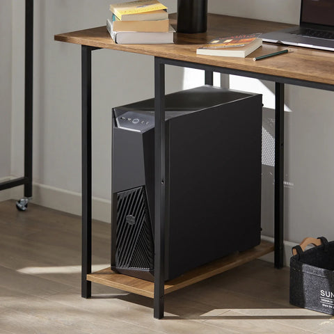 Rootz- Home Office Table Desk Computer Desk Standing Desk Sit Stand Desk Rotatable Desk with 2 Desktops and 2 Shelves