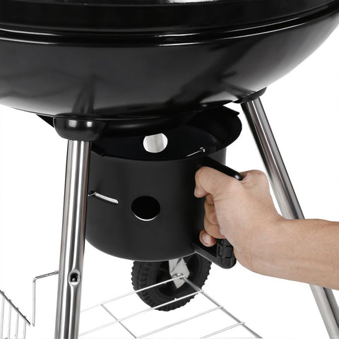 Rootz Kettle Grill - Grill - Charcoal Grill - Weber Kettle Grill - BBQ Kettle Grill - Portable Kettle Grill - Outdoor Cooking - With Lid And Thermometer - Black - 68 x 58 x 90 cm
