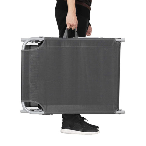 Rootz Sun Lounger - Outdoor Sun Lounger - Folding Sun Lounger - Adjustable Sun Lounger - Garden Sun Lounger - With Headrest And Sun Canopy - Black - 53 x 193 x 29.5 cm