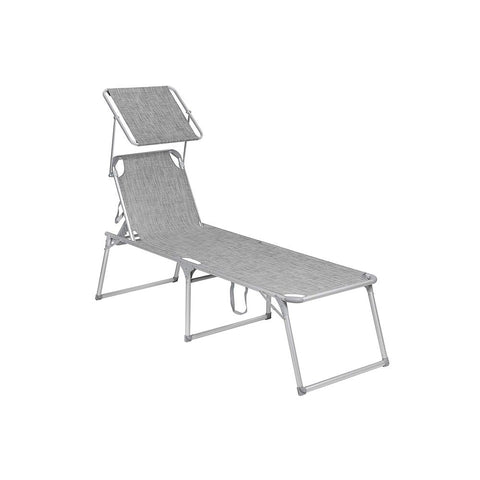 Rootz Sun Lounger - Outdoor Sun Lounger - Patio Sun Lounger - Garden Sun Lounger - Sunbed - Beach Sun Lounger - Portable Sun Lounger - Grey - 65 x 200 x 48 cm (L x W x H)