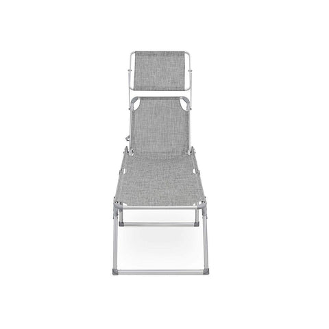 Rootz Sun Lounger - Outdoor Sun Lounger - Patio Sun Lounger - Garden Sun Lounger - Sunbed - Beach Sun Lounger - Portable Sun Lounger - Grey - 65 x 200 x 48 cm (L x W x H)