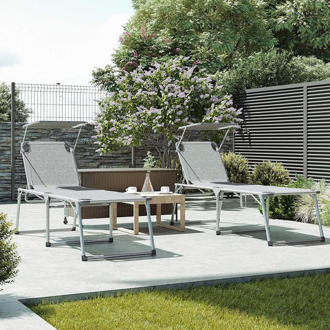 Rootz Sun Lounger - Outdoor Sun Lounger - Patio Sun Lounger - Garden Sun Lounger - Sunbed - Beach Sun Lounger - Portable Sun Lounger - Grey - 65 x 200 x 48 cm (L x W x H)
