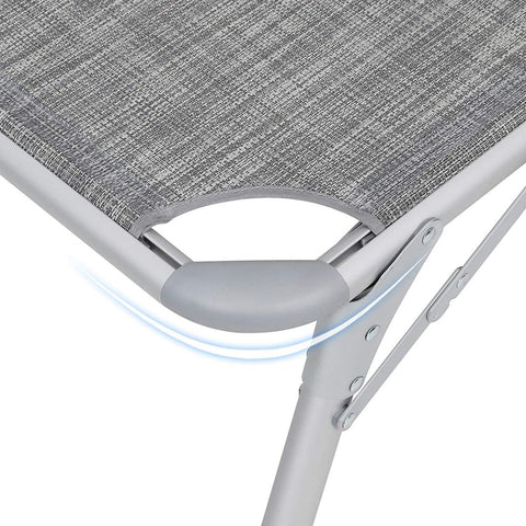 Rootz Sun Lounger - Outdoor Sun Lounger - Patio Sun Lounger - Garden Sun Lounger - Sunbed - Beach Sun Lounger - Portable Sun Lounger - Grey - 65 x 200 x 48 cm (L x W x H)