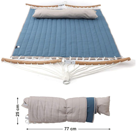 Rootz Hammock - Hammock For 2 People - Outdoor Hammock - Camping Hammock - Double Hammock - Portable Hammock - Hammock With Stand - Rope Hammock - 300d Oxford Fabric - Blue-beige - 200 x 140 cm (L x W)