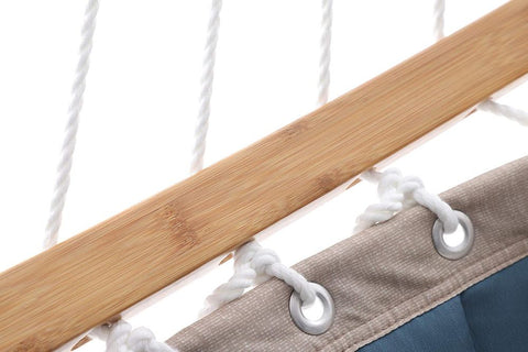 Rootz Hammock - Hammock For 2 People - Outdoor Hammock - Camping Hammock - Double Hammock - Portable Hammock - Hammock With Stand - Rope Hammock - 300d Oxford Fabric - Blue-beige - 200 x 140 cm (L x W)