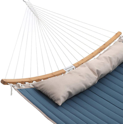 Rootz Hammock - Hammock For 2 People - Outdoor Hammock - Camping Hammock - Double Hammock - Portable Hammock - Hammock With Stand - Rope Hammock - 300d Oxford Fabric - Blue-beige - 200 x 140 cm (L x W)