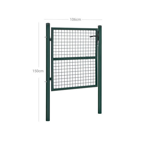 Rootz Garden Gate - Metal Garden Gate - Styles Garden Gate - Garden Entrance Gate - Custom Garden Gate - Garden Gate With Lock - Green - 106 x 6 x 150 cm