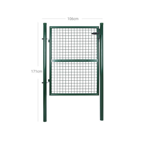 Rootz Garden Gate - Galvanized Garden Gate - Metal Garden Gate - Styles Garden Gate - Garden Entrance Gate - Custom Garden Gate - Garden Gate With Lock - Green - 106 x 6 x 171 cm
