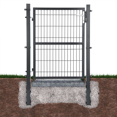 Rootz Garden Gate - Metal Garden Gate - Styles Garden Gate - Garden Entrance Gate - Custom Garden Gate - Garden Gate With Lock - Grey - 106 x 175 cm