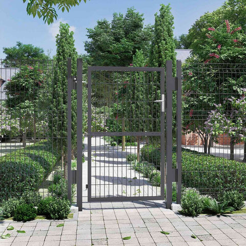 Rootz Garden Gate - Metal Garden Gate - Styles Garden Gate - Garden Entrance Gate - Custom Garden Gate - Garden Gate With Lock - Grey - 106 x 200 cm