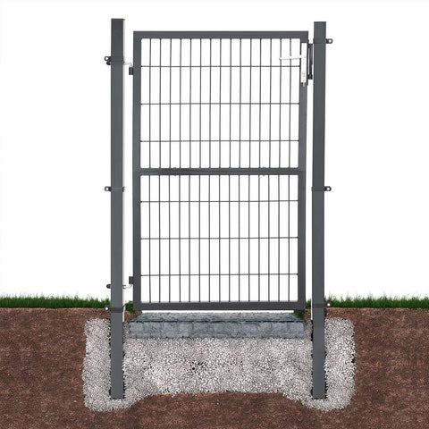 Rootz Garden Gate - Metal Garden Gate - Styles Garden Gate - Garden Entrance Gate - Custom Garden Gate - Garden Gate With Lock - Grey - 106 x 200 cm