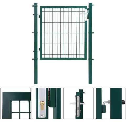 Rootz Garden Gate - Metal Garden Gate - Small Garden Gate - Garden Gate With Lock - Green - 106 x 150 cm