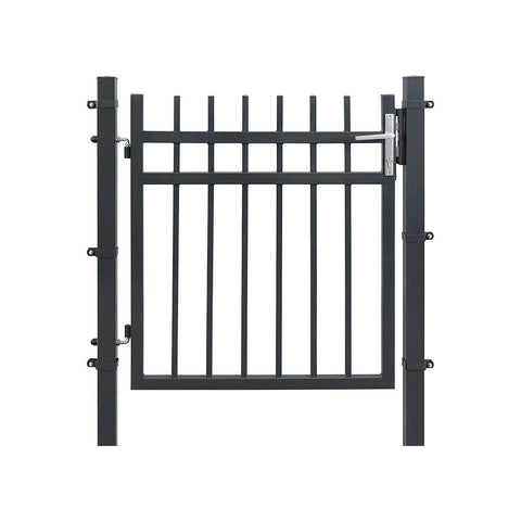 Rootz Garden Gate - Metal Garden Gate - Small Garden Gate - Garden Gate With Lock - Grey - 106 x 150 cm