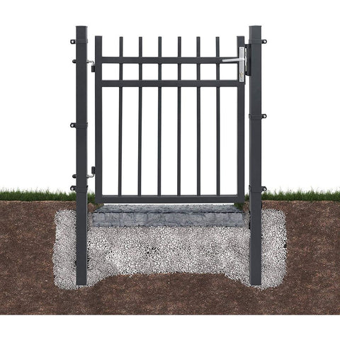 Rootz Garden Gate - Metal Garden Gate - Small Garden Gate - Garden Gate With Lock - Grey - 106 x 150 cm