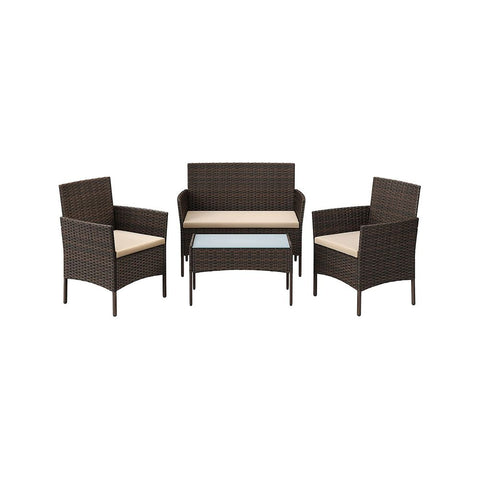 Rootz Garden Furniture Set - 4 Piece Balcony Furniture Set - Outdoor Furniture Set - Patio Furniture Set - Dining Set - Conversation Set - Bistro Set - Rattan Furniture Set - Brown/Taupe