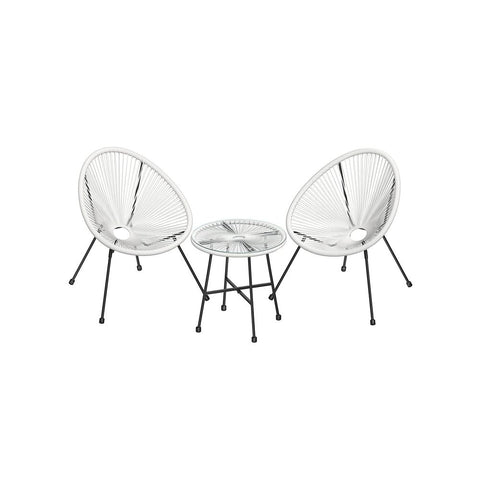Rootz Garden Furniture Set - Outdoor Furniture Set - Garden Chairs With Table - Rattan Furniture Set - Black