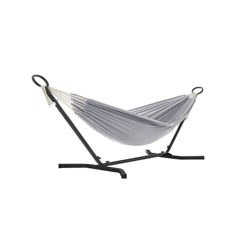 Rootz Hammock Stand - Hammock With Stand - Height Adjustable Hammock - Hammock Swing - Black Frame/Grey Hammock - 300 x 90 x 95 cm
