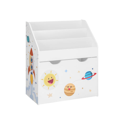 Rootz Toy Shelf - Toy Storage - Kids' Toy Organizer - Toy Display Shelf - Playroom Storage Solution - Toy Rack - Toy Box - Toy Storage Ideas - Toy Shelf With Bins - MDF - White - 62.5 x 29.5 x 70 cm (L x W x H)