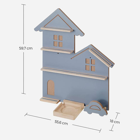 Rootz Wall Shelf - Music Box Wall Shelf - Kids' Room Wall Shelf - Wall-mounted Toy Storage - Small Wall Shelf For Kids - Grey - 18 x 55.6 x 59.7 cm