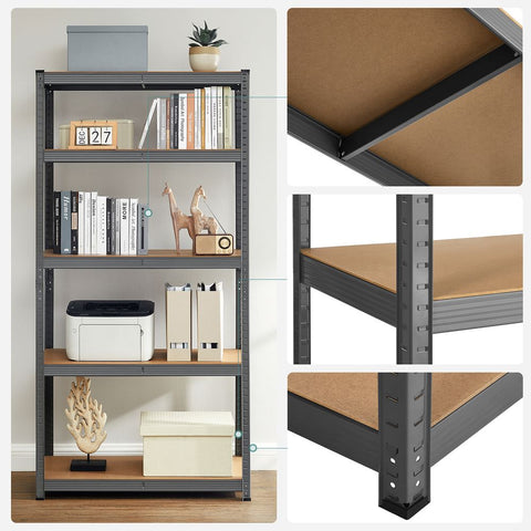 Rootz Storage Rack - 2 Cellar Shelves - Set Of 2 Cellar Shelves - Storage Shelves - Standing Shelves - With 2 Shelves - 2 Shelves Storage Rack - Grey