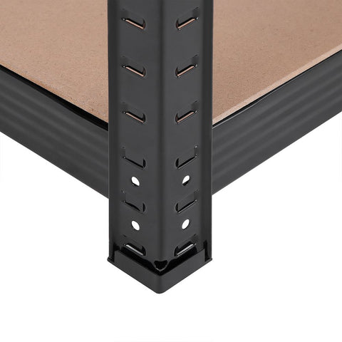 Rootz Storage Rack - Standing Shelf - Metal Shelf - With 5 Adjustable Shelves - Free-Standing Shelving Unit - Steel/E1 Grade MDF - Black - 180 x 90 x 40 cm