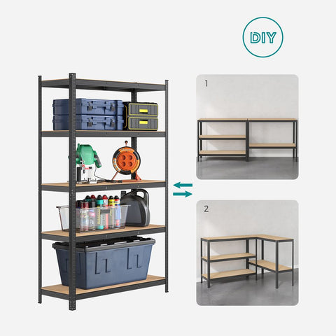 Rootz Cellar Shelf - Set Of 2 Cellar Shelves - Wine Storage Solutions - Custom Wine Cellars - Wine Cellar Racks - Wine Storage Units - Powder-coated Steel - MDF - Grey - 60 x 120 x 200 cm (D x W x H)