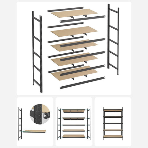 Rootz Cellar Shelf - Set Of 2 Cellar Shelves - Wine Storage Solutions - Custom Wine Cellars - Wine Cellar Racks - Wine Storage Units - Powder-coated Steel - MDF - Grey - 60 x 120 x 200 cm (D x W x H)
