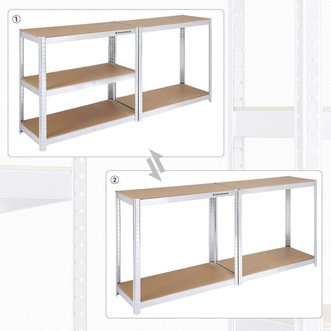 Rootz Storage Rack - Set Of 2 Storage Racks - Industrial Storage Racks - Steel Storage Racks - Silver - 180 x 90 x 40 cm