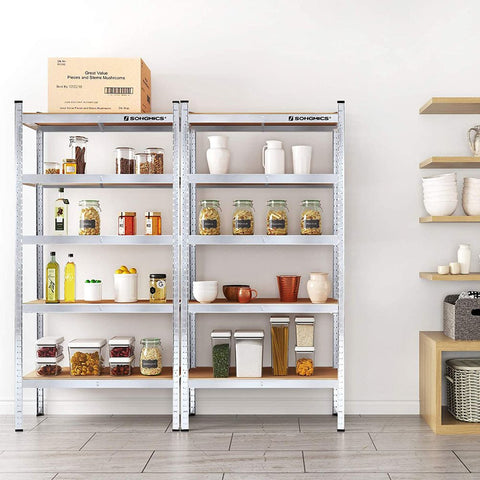 Rootz Storage Rack - Set Of 2 Storage Racks - Industrial Storage Racks - Steel Storage Racks - Silver - 180 x 90 x 40 cm