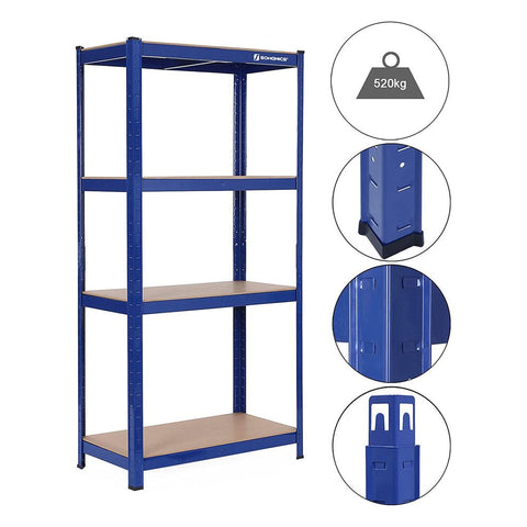 Rootz Storage Rack - Storage Shelves - Cellar Shelves - Set Of 2 Storage Racks - With 5 Shelves - Blue - 40 x 80 x 160 cm