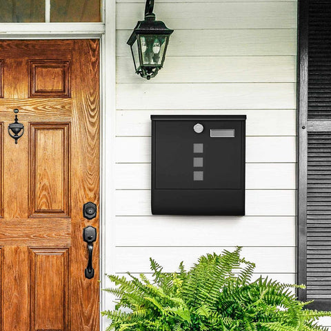 Rootz Mailbox - Residential Mailbox - Post-mounted Mailbox - Wall-mounted Mailbox - Mailbox With Lock - Modern Mailbox - Stainless Steel Mailbox - Black - 30.5 x 9.5 x 33.3 cm (L x W x H)