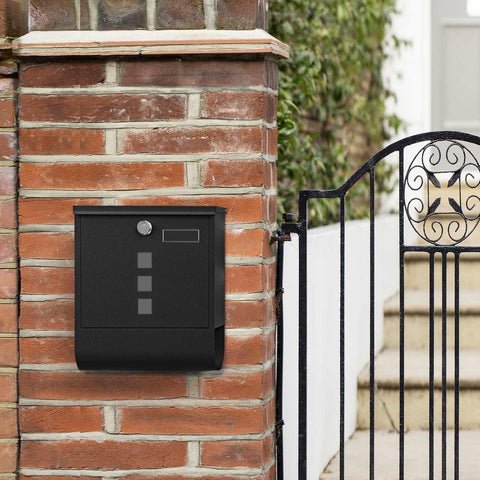 Rootz Mailbox - Residential Mailbox - Post-mounted Mailbox - Wall-mounted Mailbox - Mailbox With Lock - Modern Mailbox - Stainless Steel Mailbox - Black - 30.5 x 9.5 x 33.3 cm (L x W x H)