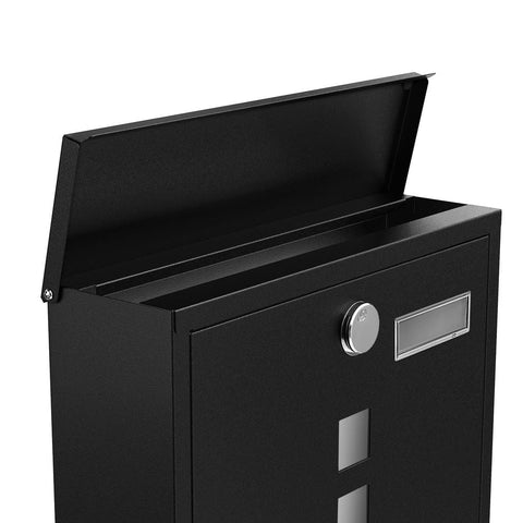 Rootz Mailbox - Residential Mailbox - Post-mounted Mailbox - Wall-mounted Mailbox - Mailbox With Lock - Modern Mailbox - Stainless Steel Mailbox - Black - 30.5 x 9.5 x 33.3 cm (L x W x H)