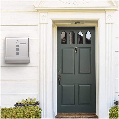 Rootz Mailbox - Wall Letterbox - Wall Mailbox - Stainless Steel Mailbox - Wall-Mounted Mailbox - Post-Mounted Mailbox - Mailbox For Letters - Silver - 30.5 x 9.5 x 33.3 cm